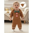 thumbnail image 6 of BemeyourBBs Infant Baby 3 Piece Christmas Gingerbread Man Outfit Jumpsuit Hat Elastic Waist Pants Set, 6 of 9