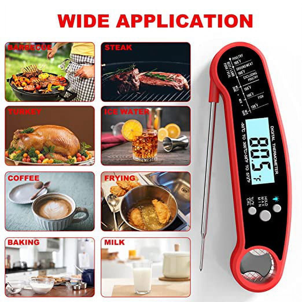 1pc Meat Thermometer, Grill Thermometer, Food Thermometer, 3 Seconds  Instant Read, For Kitchen, Cooking, Baking, Liquids, Candy, Grilling, BBQ  School