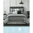 thumbnail image 7 of LANCO MODERN LIFESTYLE Queen Comforter Set, Black Grey, Luxury Geometric Jacquard, All Seasons, 7 Pieces Bedding Set, Matching Shams, Bedskirt, Decorative Pillows, 7 of 7