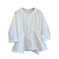 thumbnail image 4 of qucoqpe Women's V Neck 3/4 Sleeve Cotton Linen Casual Loose Blouse Tops Shirts on Clearance, 4 of 4