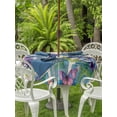 thumbnail image 3 of Outdoor Tablecloth with Umbrella Hole for Patio/Picnic/Party/Camping, Hello Spring Waterproof Table Cloth Round Cover Washable, Pastoral Purple Bottle Floral Rustic Burlap (Dia 60"), 3 of 8