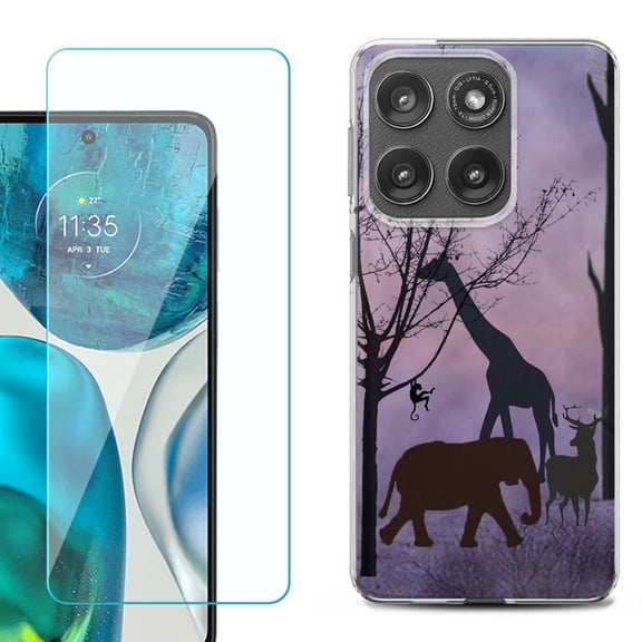 Shockproof Phone Case for Motorola Moto Edge 2026, by OneToughShield - Twilight Safari