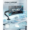 thumbnail image 6 of ARES WING Heavy Duty Single Monitor Arm - Fully Adjustable Monitor Mount for 17"-40" Ultrawide Screens up to 26.4 lbs with Clamp/Grommet Desk Mount, 75/100 Vesa Mount, Black, 6 of 8