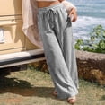 thumbnail image 5 of VEKDONE Womens Drawstring Wide Leg Pants Casual Elastic High Waist Striped Palazzo Trouser Loose Fit Lightweight Beach Lounge Pants with Pockets Black XXL, 5 of 9