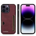 thumbnail image 2 of Case For Apple iPhone 14 Pro Max,Decase Ultra Slim Retro Style Minimalist PU Leather Phone Cover Durable Drop Protection Anti-Scratch Shockproof Case - winered, 2 of 6