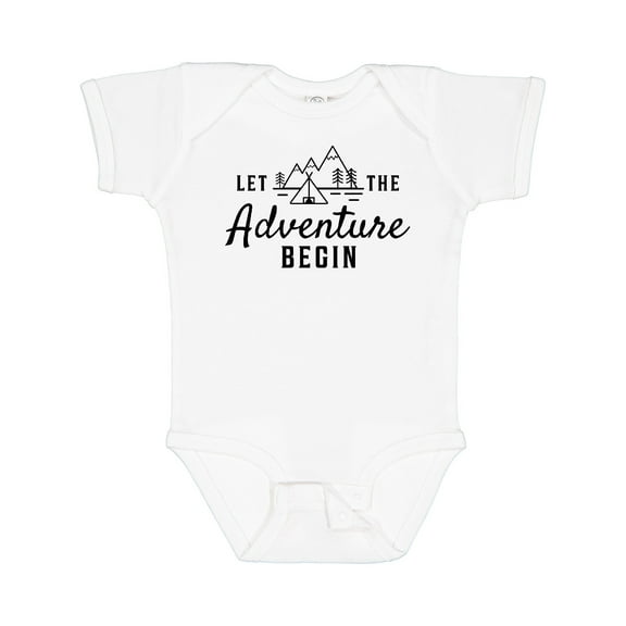 Inktastic Let the Adventure Begin with Camping Tent and Mountains Boys or Girls Baby Bodysuit