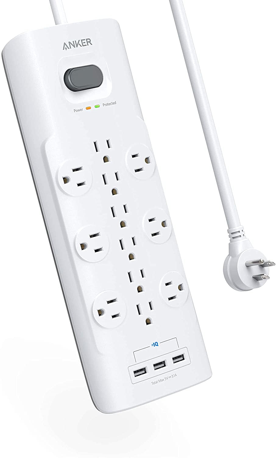 Details about   Anker Portable Travel Power Strip Plug 3 Outlets & 3 USB Charging Ports 5ft Cord 
