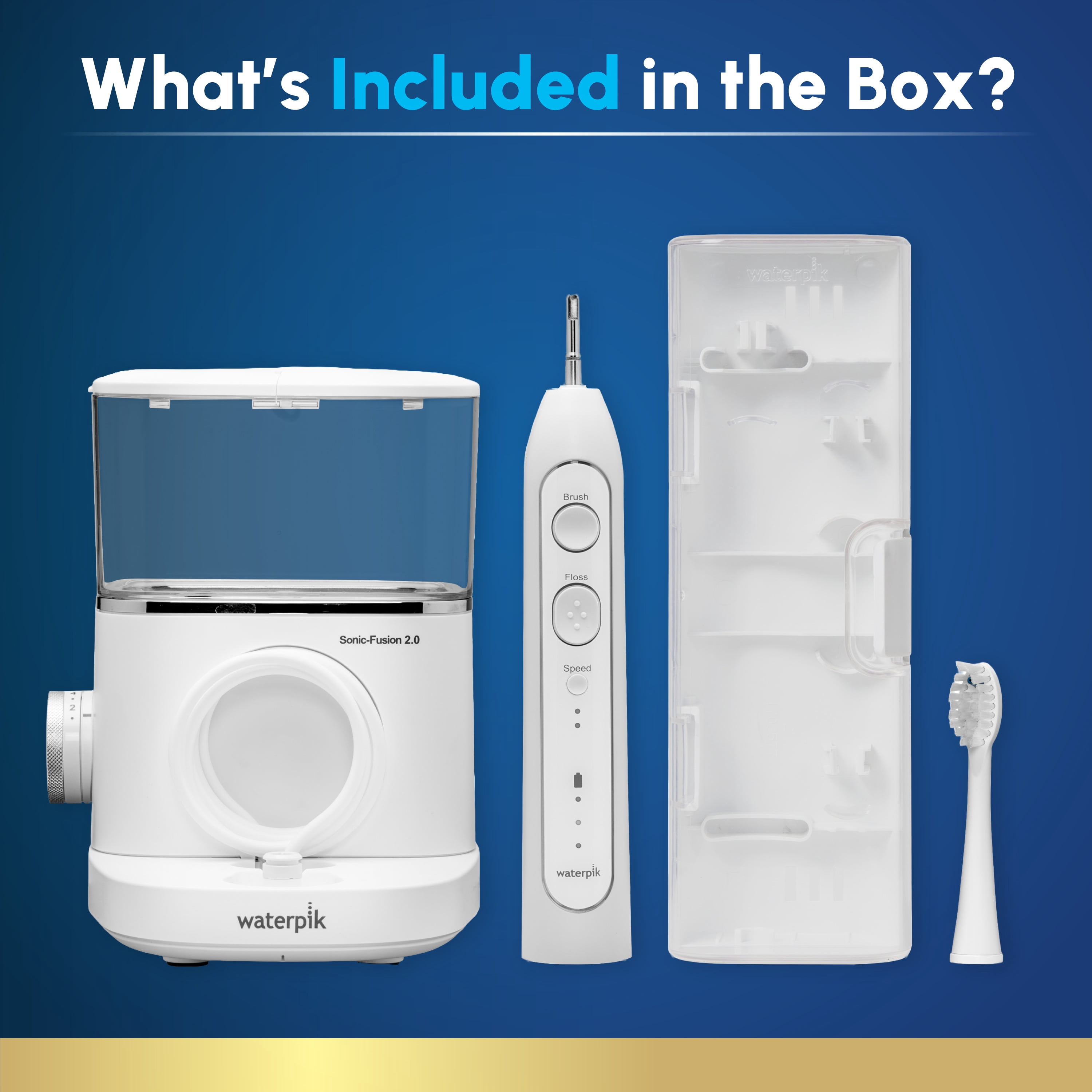 Waterpik Sonic-Fusion 2.0 Professional Flossing Electric Toothbrush with Water Flosser Combo In One, Full Size Brush Head, ADA Accepted, White SF-04W030-1