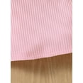 thumbnail image 6 of TSEXIEFOOFU Toddler Girls Summer Outfit Sets Pink Short Sleeve Knit Ribbed Tops + Brown Button Shorts, 6 of 9