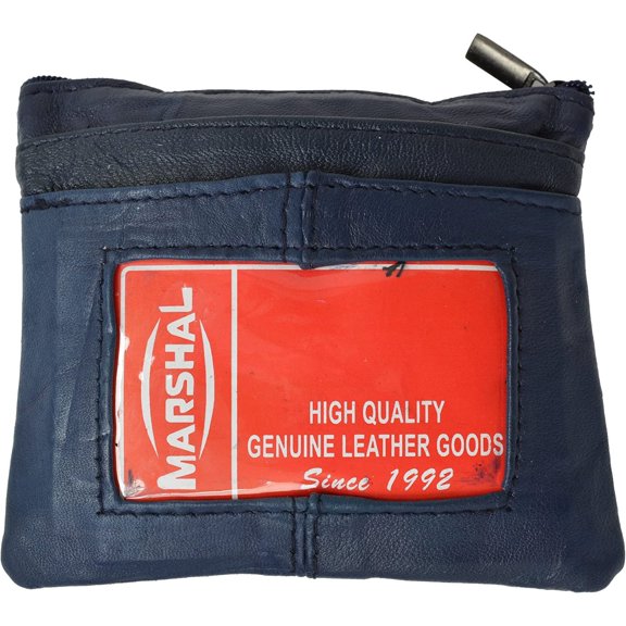 Genuine Leather Coin Purse with Front Id Holder By Marshal Navy Blue