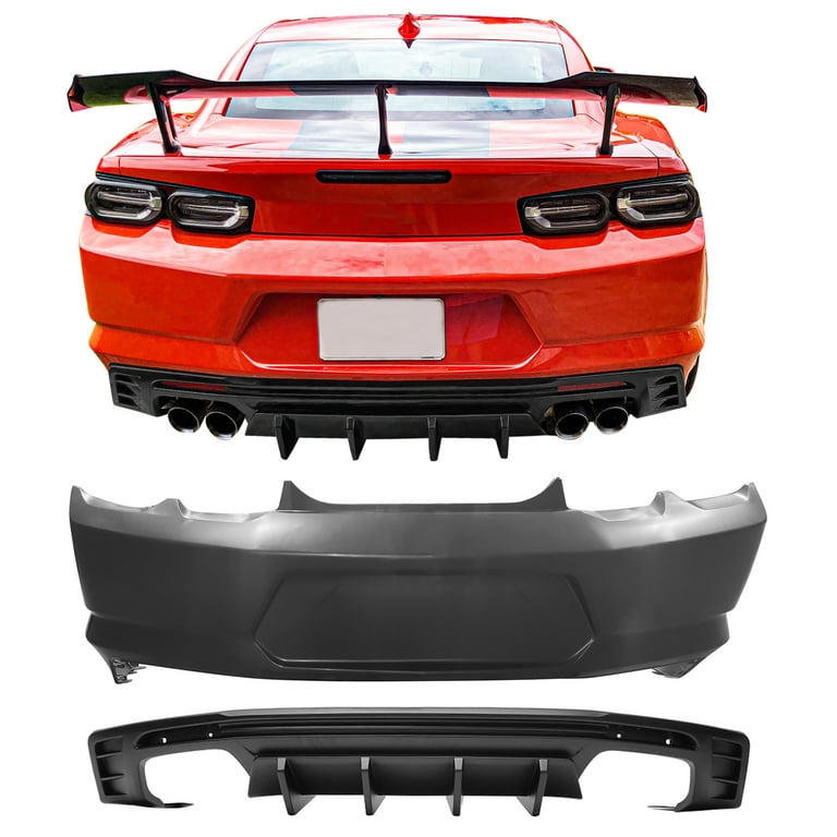 Ikon Motorsports Rear Bumper Cover Diffuser Compatible With 2019 2023 Chevrolet Camaro LT LS SS PP Factory Style Rear Bumper Conversion Replacement