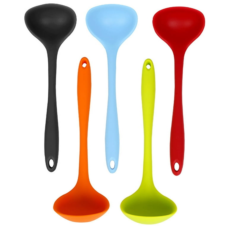 Eease Silicone Soup Spoon Long Handle Nonstick Kids Scoop Food Serving Spoon (Orange), Size: 20.6