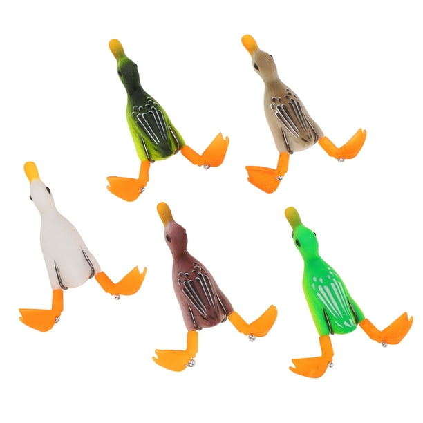 Haofy 5pcs Topwater Duck Lure Rubber Floating Duck Fishing Lure With Hooks  Bass Bait 