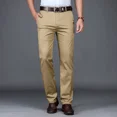 thumbnail image 2 of Pantalones de traje ajustados finos de verano para hombre, pantalones informales de algodón de negocios a la moda, pantalones caqui verde y negro, ropa de marca masculina 30-40, 2 of 5