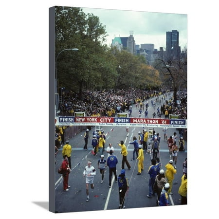 Runners Approaching the Finish Line in Central Park for The1981 NYC Marathon Stretched Canvas Print Wall