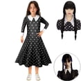 thumbnail image 2 of Miércoles Addams Familia Cosplay Disfraz Niños Ropa Negro Fantasía Vestido De Manga Larga Halloween Navidad Fiesta Trajes Para Niñas, 2 of 3