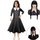 thumbnail image 2 of Miércoles Addams Familia Cosplay Disfraz Niños Ropa Negro Fantasía Vestido De Manga Larga Halloween Navidad Fiesta Trajes Para Niñas, 2 of 4