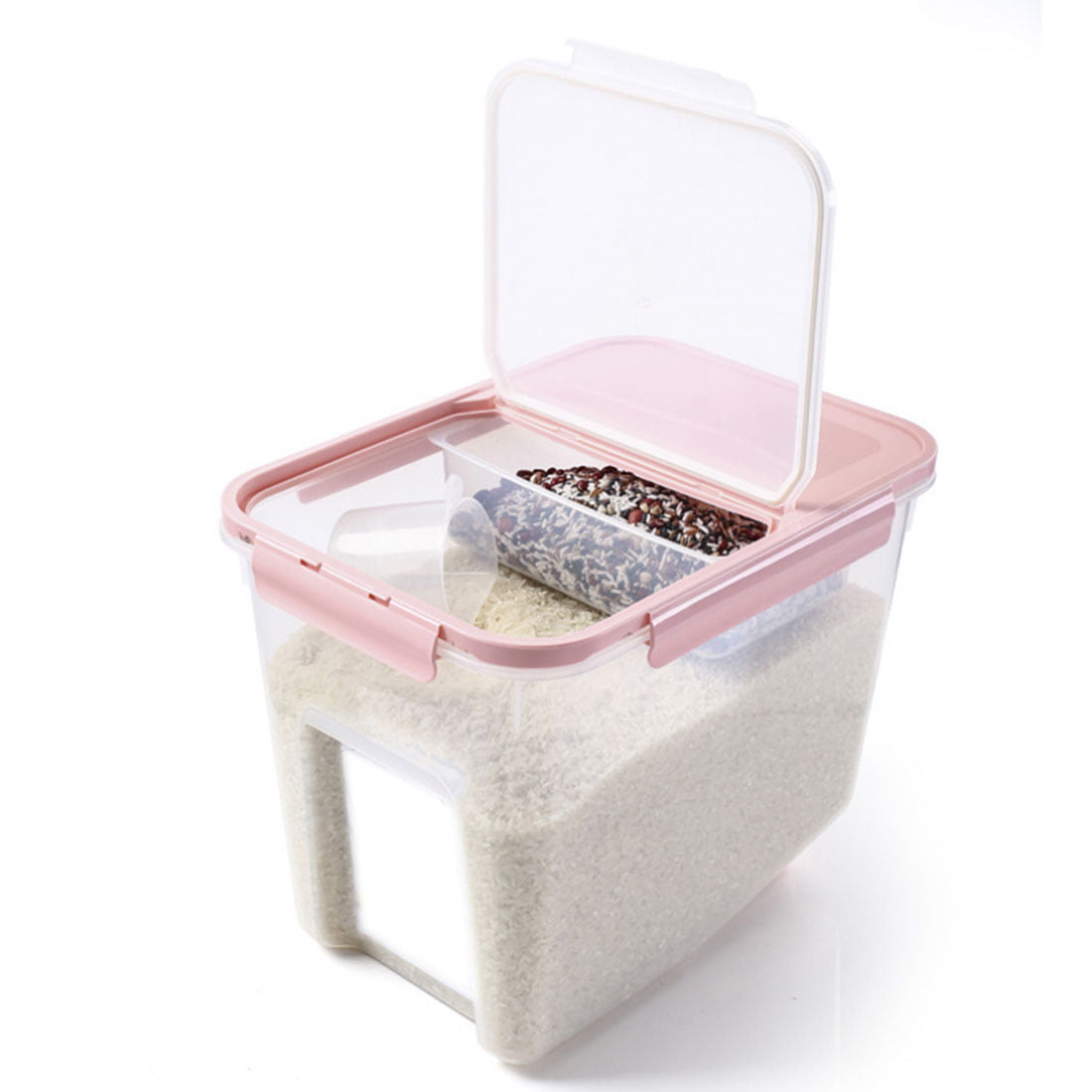 33.5 LuoKe Rice Storage Container 10KG Plastic Sealed Moistureproof Mothproof Cereals Beans Storage Container with Measuring Cup 23.5 27cm 