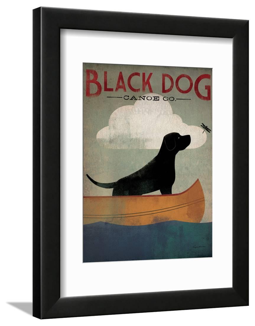 Black Dog Canoe Framed Print Wall Art by Ryan Fowler Sold by