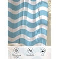 thumbnail image 6 of Sheer Curtains 54 Inch Length 2 Panels Set for Kitchen, Blue White Semi Sheer Curtains for Windows, Modern Abstract Waves Water Ripple Striped Voile Window Treatments Rod Pocket Curtain, 6 of 7