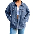 thumbnail image 7 of Women's Oversized Jean Jacket Casual Denim Jacket Long Sleeve Button Down Trucker Jacket Shacket Coats, 7 of 7