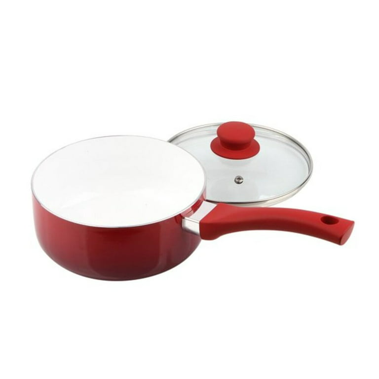 Mainstays Ceramic Nonstick 12 Piece Cookware Set, Red Ombre 
