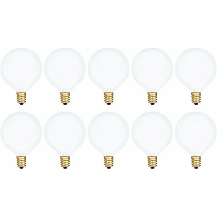 Simba Lighting Decorative Globe G16.5 Round Bulb 40W E12 Candelabra Base Frosted Glass, 10 Pack