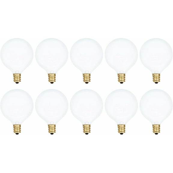 Simba Lighting Decorative Globe G16.5 Round Bulb 40W E12 Candelabra Base Frosted Glass, 10 Pack