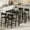 Embossed Black, variant on Dining Table Set for 4 with Footrest and Backrest, 4 Upholstered Bar Stools, Includes Corner Protector for Small Spaces, Retro Brown Style