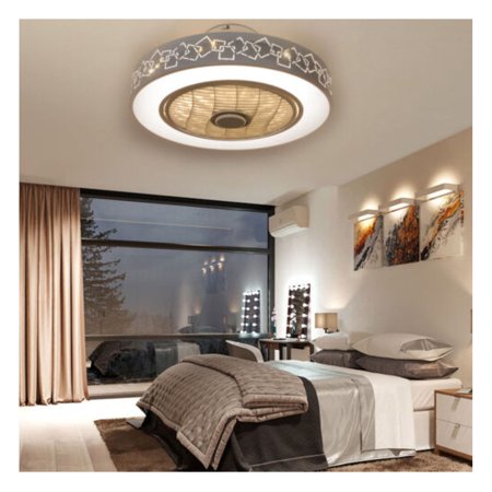 

WANCQ 110V 20Inch Round LED Ceiling Fan Light Living Room Bedroom Chandelier w/