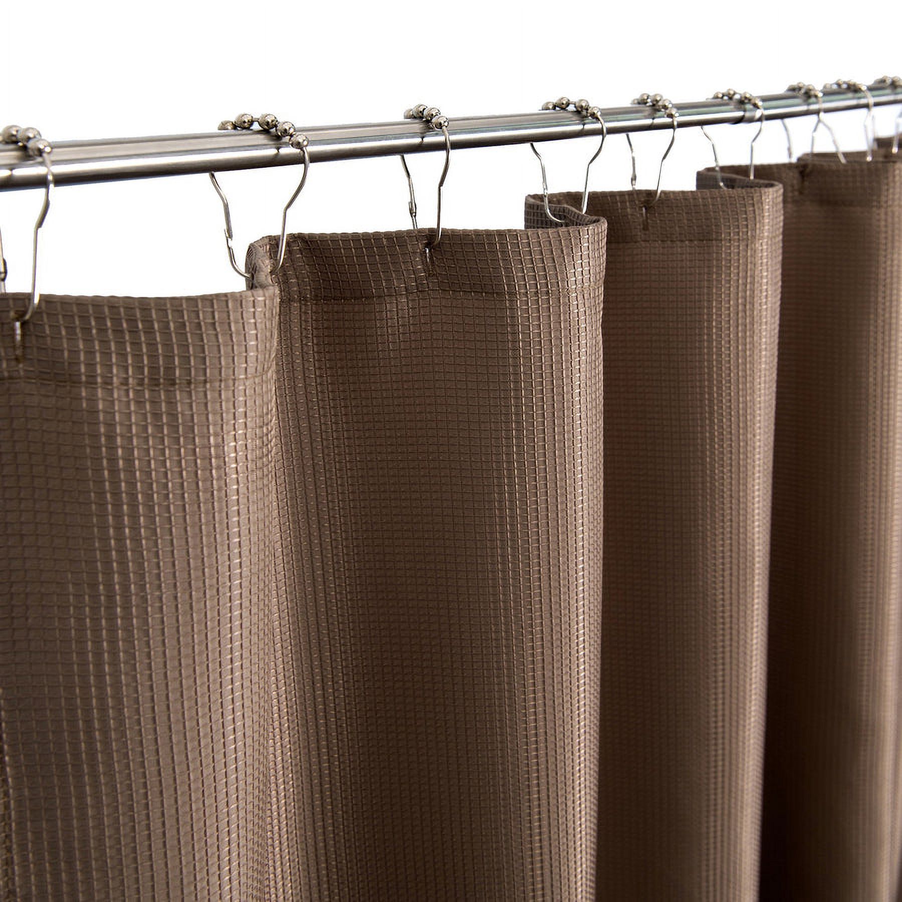 Dainty Home Waffle Weave Textured Fabric Shower Curtain, 70” x 72", Mocha