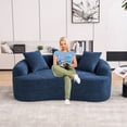 thumbnail image 3 of 65" Velvet-soft Chenille Mid-Century Modern Sofa, Mid-Century Modern Couch with 30D Foam & Spring, Loveseat Sofa Couch with 3 Pillows for Small Spaces, Blue, 3 of 9
