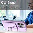 thumbnail image 5 of Allytechgroup Case for iPhone 12 Pro Max, 360 Rotating Ring Kickstand Wallet Phone Case with Card Slots [Magnetic Button Closure] Slim PU Leather Soft TPU Shockproof Bumper Stand Back Cover, Purple, 5 of 17