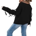thumbnail image 3 of Chandail pour Femmes Grande Taille Décontracté Uni à Manches Longues Col à Franges Tricot, 3 of 5