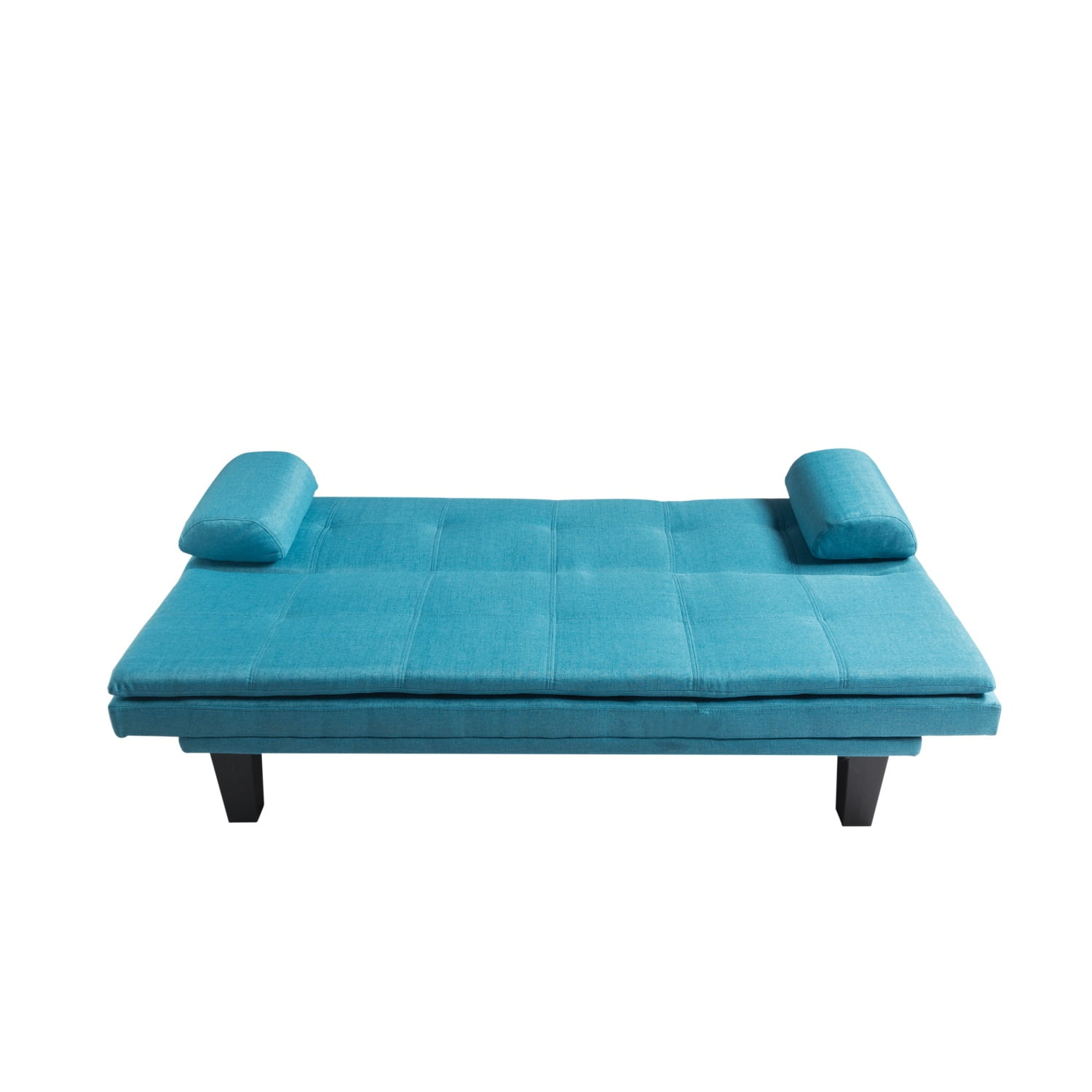 Kadyn 63.4" Futon Sofa bed, Polyester Upholstered Sofa bed with 2 arm cushions, Modern Futon Sofa bed for apartment, Blue