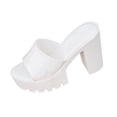 thumbnail image 2 of Xdegoge Flatform Sandals for Women Open Toe Chunky Block Heel Slip On Mules Glossy Patent Finish Treaded Sole Dressy Evening Party Footwear, 2 of 9