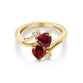 thumbnail image 2 of Gem Stone King 18K Yellow Gold Plated Silver Red Created Ruby Red Garnet Ring for Women (1.89 Cttw, Heart Shape 6MM, Gemstone July Birthstone, Available in Size 5, 6, 7, 8, 9), 2 of 4