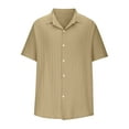 thumbnail image 4 of cllios Linen Shirt for Men Regular Fit Casual Button Down Shirts Summer Vacation Beach Tops Solid Textured Shirts, 4 of 6