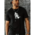 thumbnail image 1 of Men's Praying Hands Pattern Crew Neck T-shirt, Casual Comfy Tees Tshirts For Summer, Men's Clothing, 1 of 6