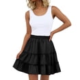 thumbnail image 2 of Women's Bohemian Skirt with Built-in Shorts, Tiered Ruffle Flowy Mini Skirt, Casual Beach Skirt for Vacation, Summer and Festival,Black,L, 2 of 6