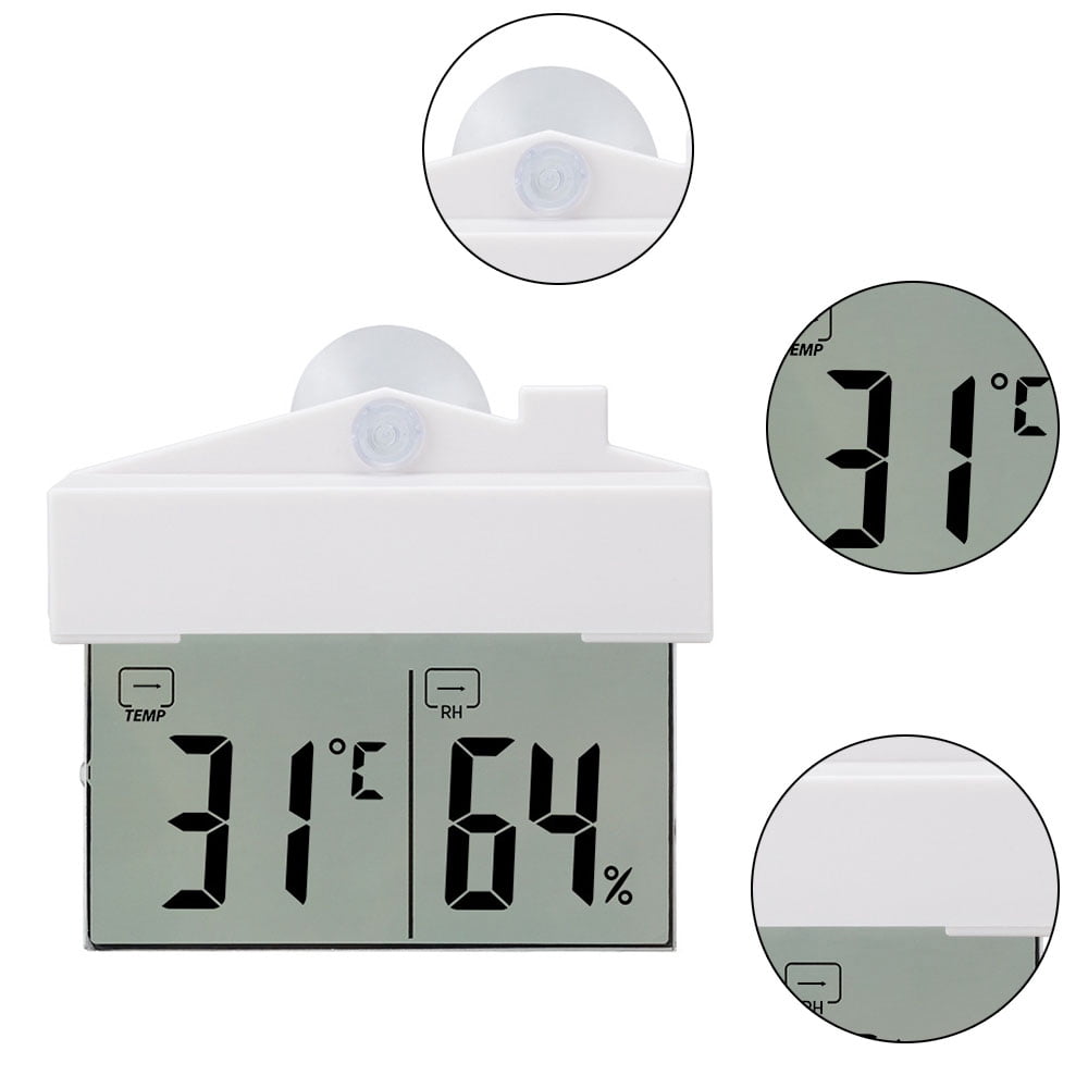 Digital Outdoor Window Thermometer Detachable Bracket & Records MIN/MAX Temp With Suction Cup