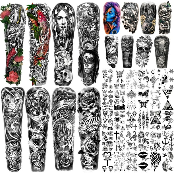 Yazhiji 46 Sheets Full Half Arm Temporary Tattoos Extra Large ...