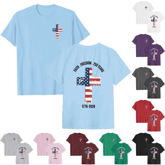 idosla 250 Anniversary USA Shirt Women's Short Sleeve T-Shirt Patriotic American Flag Eagle Tops 1776-2026 Tshirt Gifts (White, XXL)