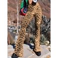 thumbnail image 5 of Flare Yoga Pants for Women - Soft High Waist Bootcut Leggings Tall & Long Leopard Flared Pants Khaki Leopard L, 5 of 9