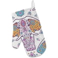 thumbnail image 2 of Dreamtimes Polyester Kitchen Oven Mitts Glove Potholder Apron 3Pcs Set Ethnic Elephant On White Non Slip Heat Resistant Mitts for Baking Cooking BBQ, 2 of 7