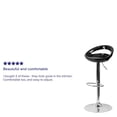 thumbnail image 2 of 2 Pk. Contemporary Black Plastic Adjustable Height Barstool with Rounded Cutout Back and Chrome Base, 2 of 9