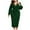 Green, variant on Lindreshi Plus Size Dresses for Women on Women Casual Solid Loose Ruffled Hem Zipper Long Sleeve V-Neck Dress