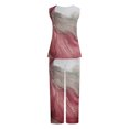 thumbnail image 5 of Mikilon Ensemble Stylé pour Femmes 2 Pcs Décontracté Ample Débardeur Imprimé Pantalon Long Sans Manches Col Rond Haut/chemise Ensemble Rose-B TP, 5 of 5