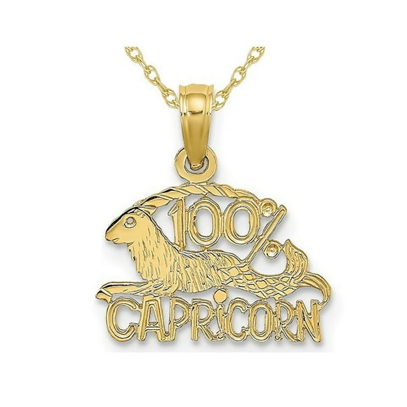 10K Yellow Gold 100% CAPRICORN Zodiac Charm Astrology Zodiac Pendant Necklace with Chain