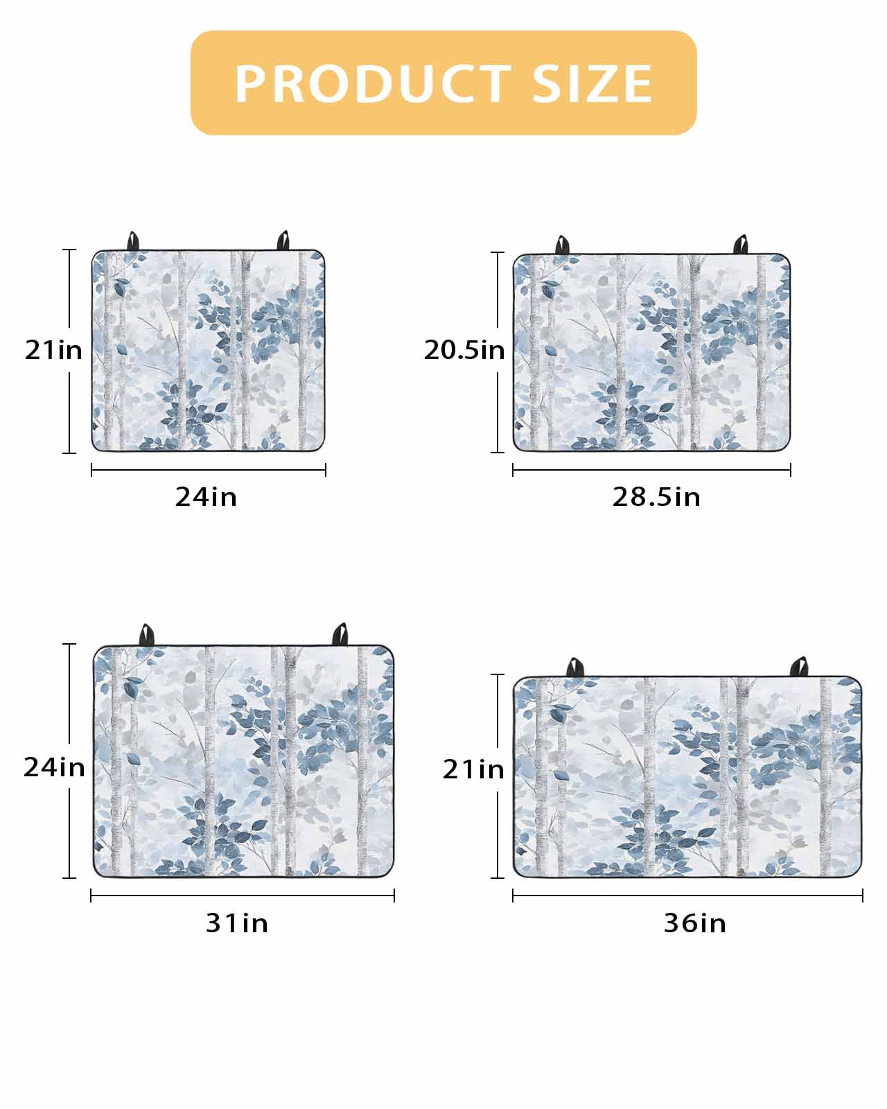 nqOlkjepod Large Induction Cooktop Protector Mat 24"x21", Blue Grey Leaves Stove Top Covers for Electric Stove, Watercolor Branches Vintage Forest Stove Burner Cover Mats, Glass Top Stove Cover